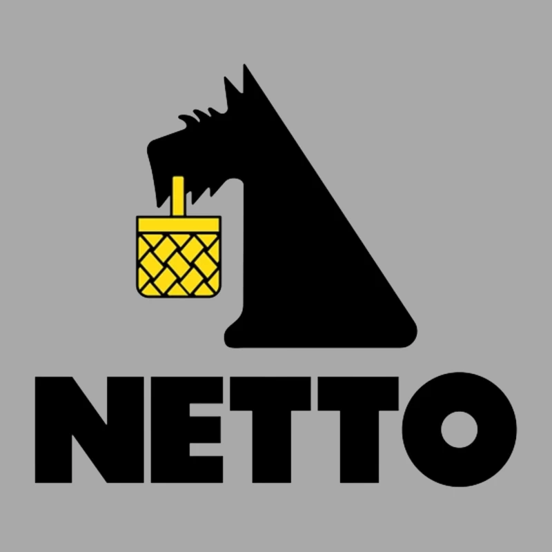 Netto Supermarket Logo with Black Dog and Yellow Basket Male Pullover Hoodie