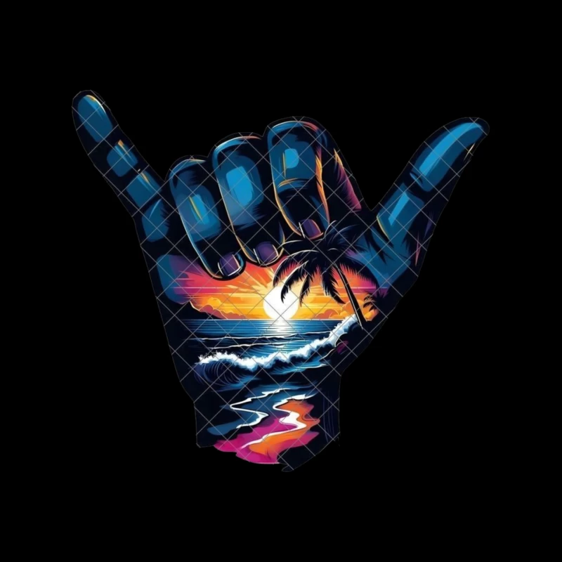 Shaka Sign with Tropical Sunset and Ocean Scene Mouse Pad