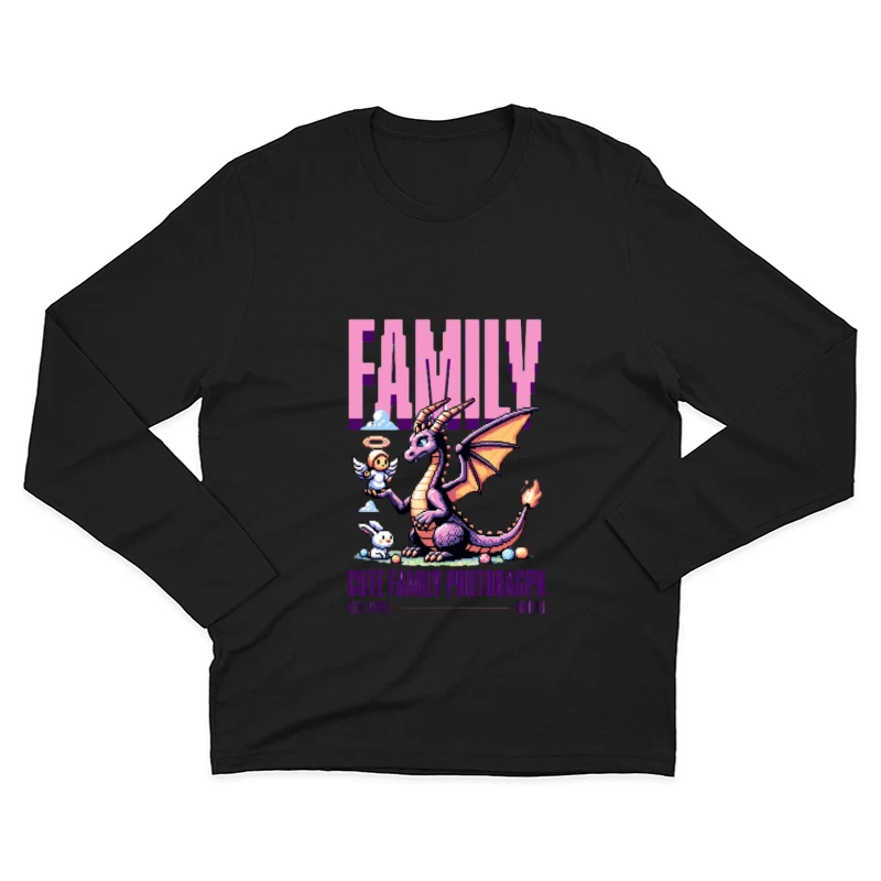 Photo de famille dragon avec ange gardien Homme Manches Longues T-Shirt