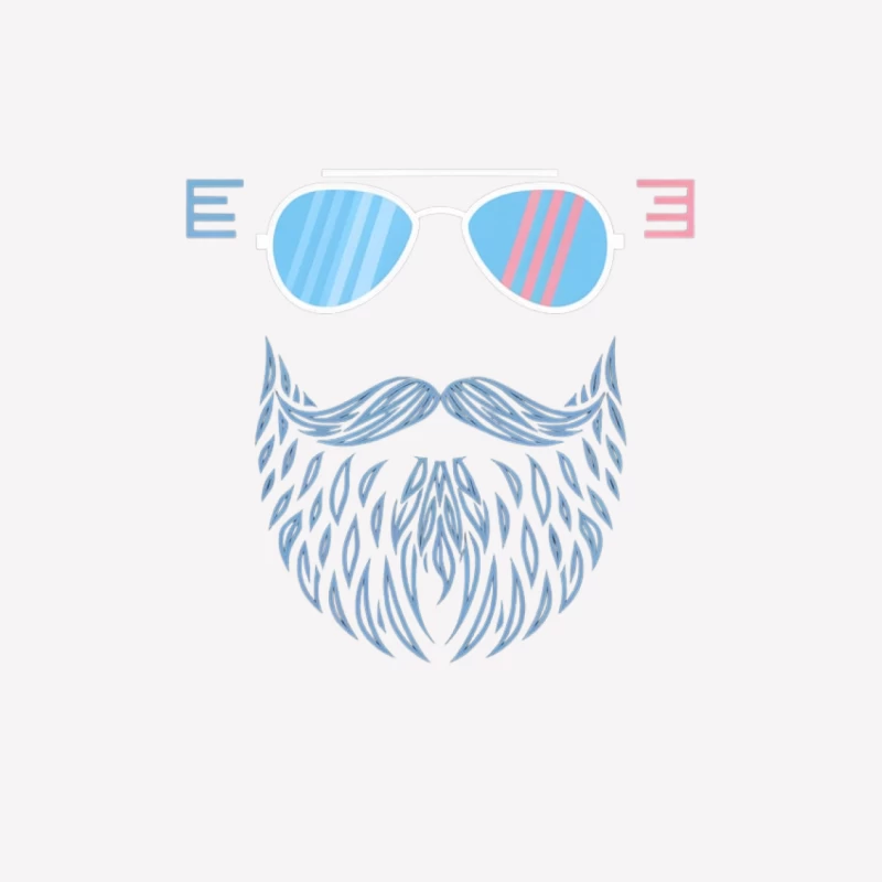 Minimalist Blue and Red Sunglasses with Beard Illustration Female T-Shirt