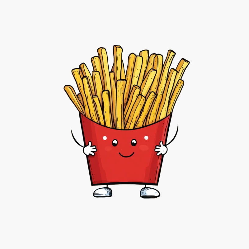 Cute Cartoon Smiling French Fries in Red Container Cotton Tote Bag