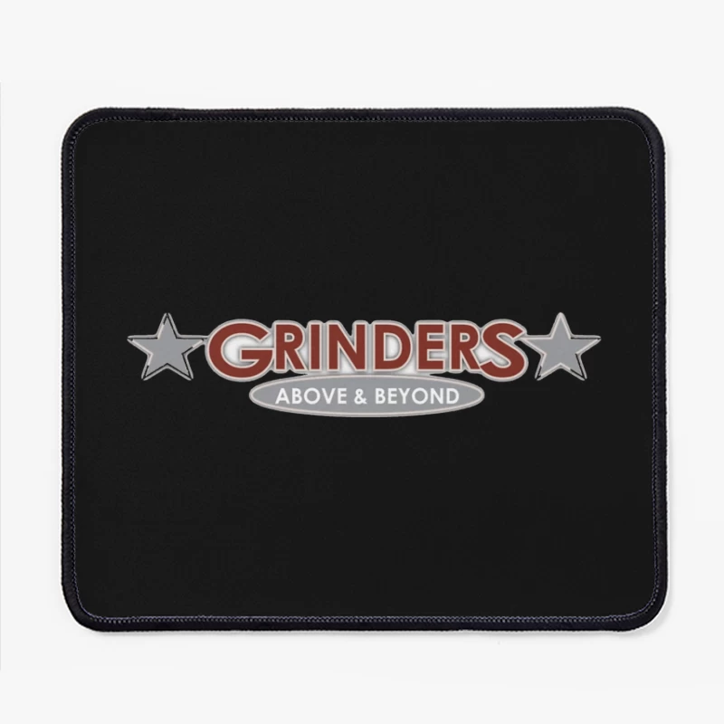 Grinders Restaurant Logo with Metallic Stars and Red Text Mouse Pad