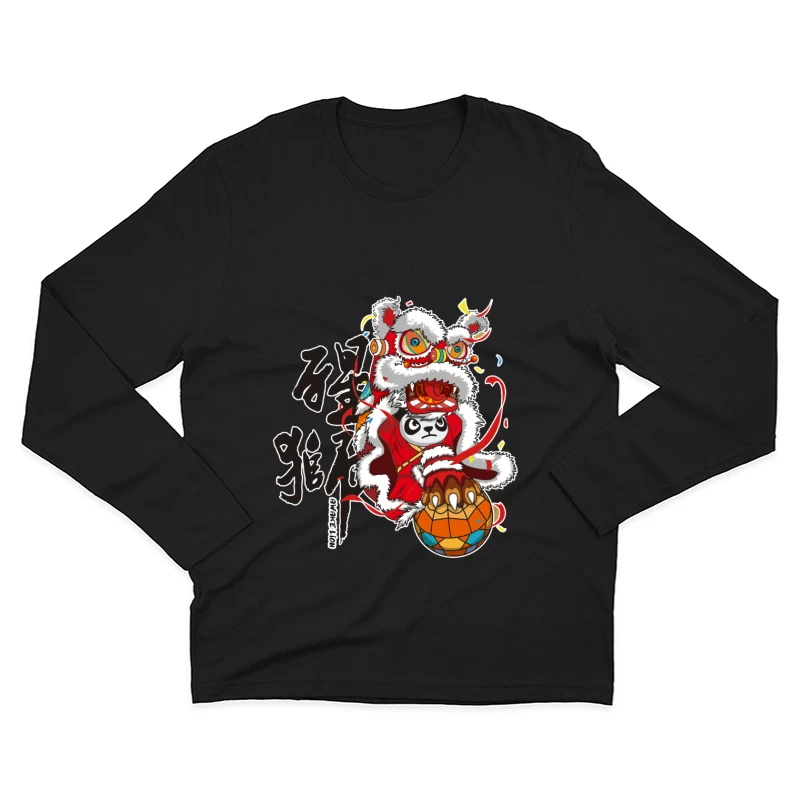 Panda-Löwentanz mit Fußball Herren Langarm T-Shirt