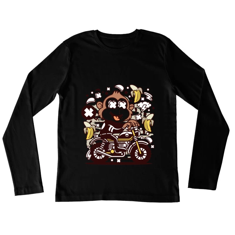 Singe Motard Exalté Femme Manches Longues T-Shirt