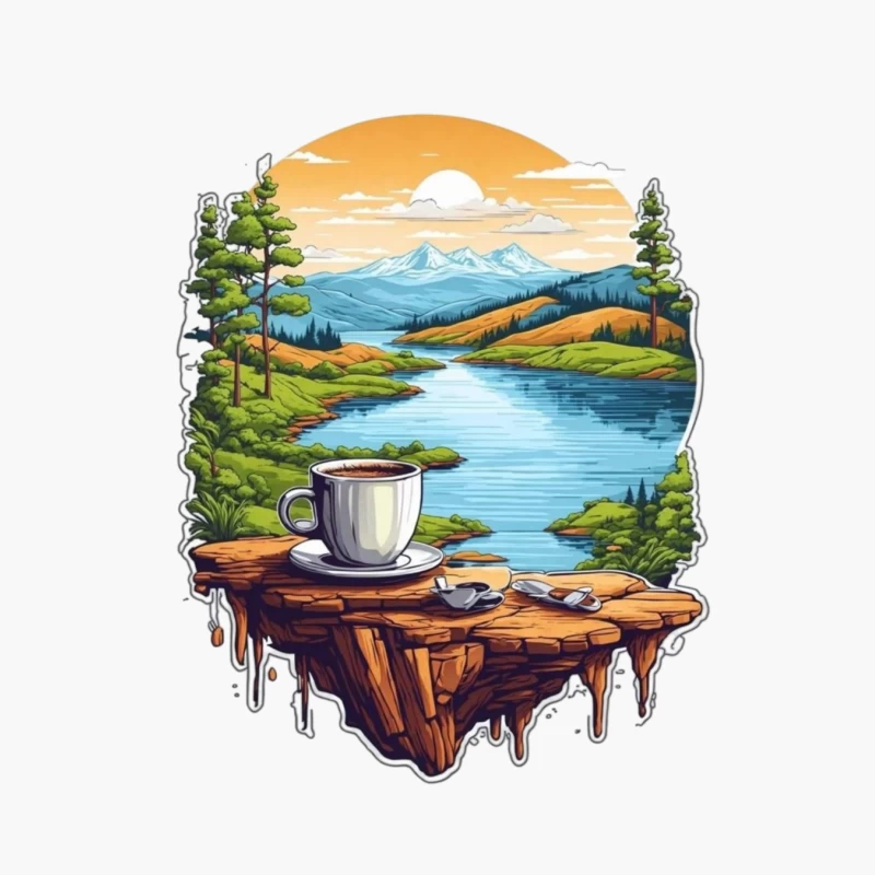 Scenic Coffee Landscape Cotton Tote Bag