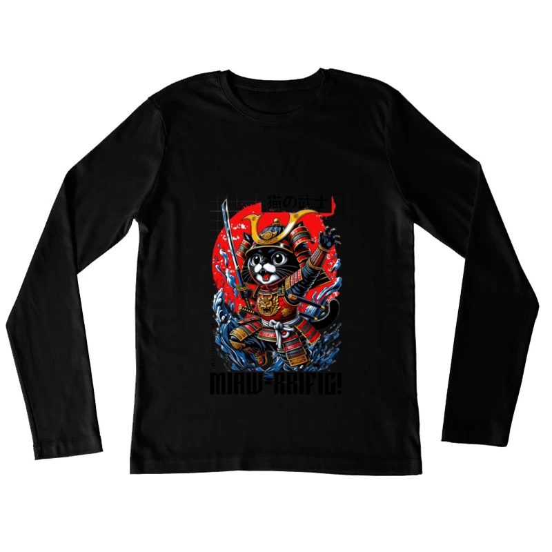 Illustration de chat samouraï Femme Manches Longues T-Shirt