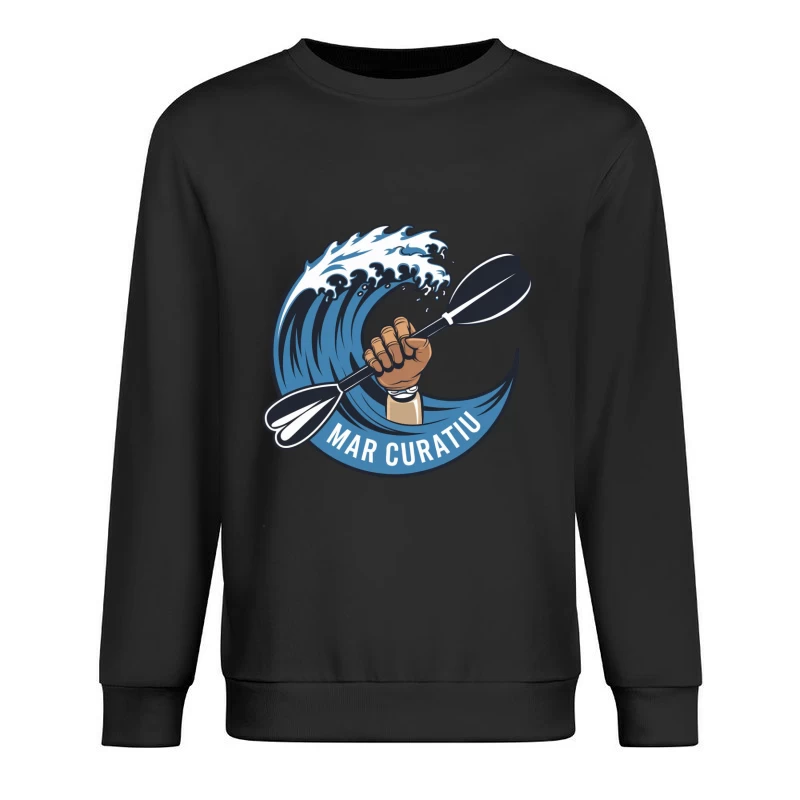 Mar Curativ Ocean Sports Logo with Rising Wave and Paddle Male Pullover Sweatshirt