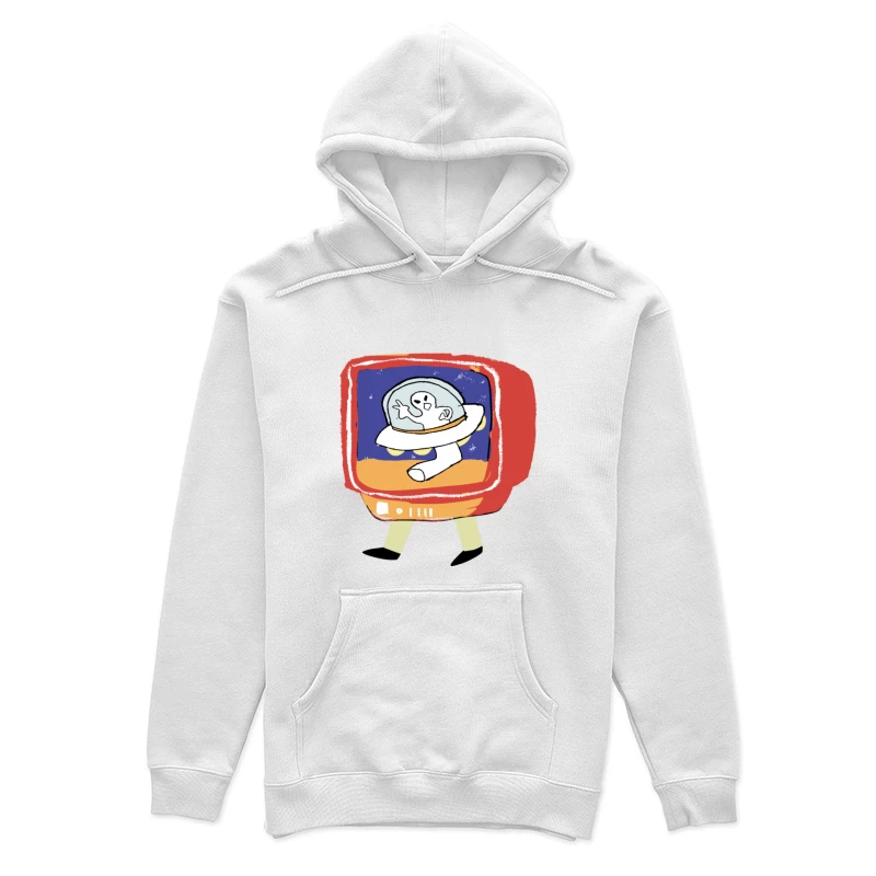 Astronaut auf vintage Fernseher Damen Pullover Hoodie