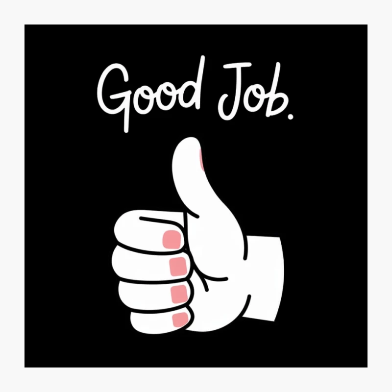 Simple Hand Drawn Thumbs Up Gesture with Red Nails Pin