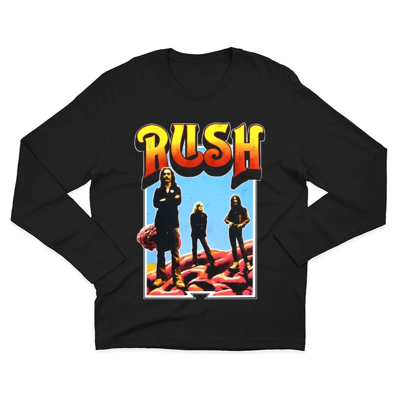 Retro Rush Rock Band Promotional Poster from the 1970s Male Long Sleeve T-Shirt