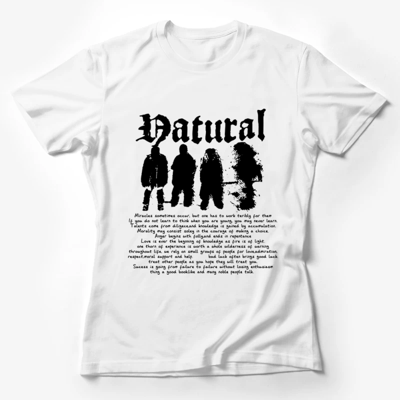 Natürliche Silhouette und Textdesign Damen T-Shirt