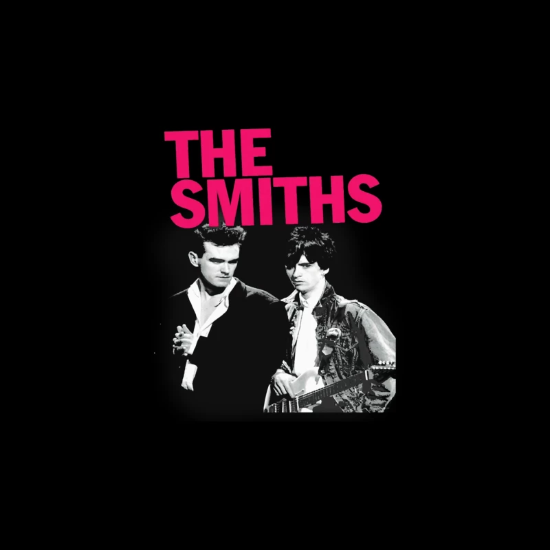 The Smiths: Iconic 1980s Indie Rock Band Portrait with Pink Logo Mouse Pad