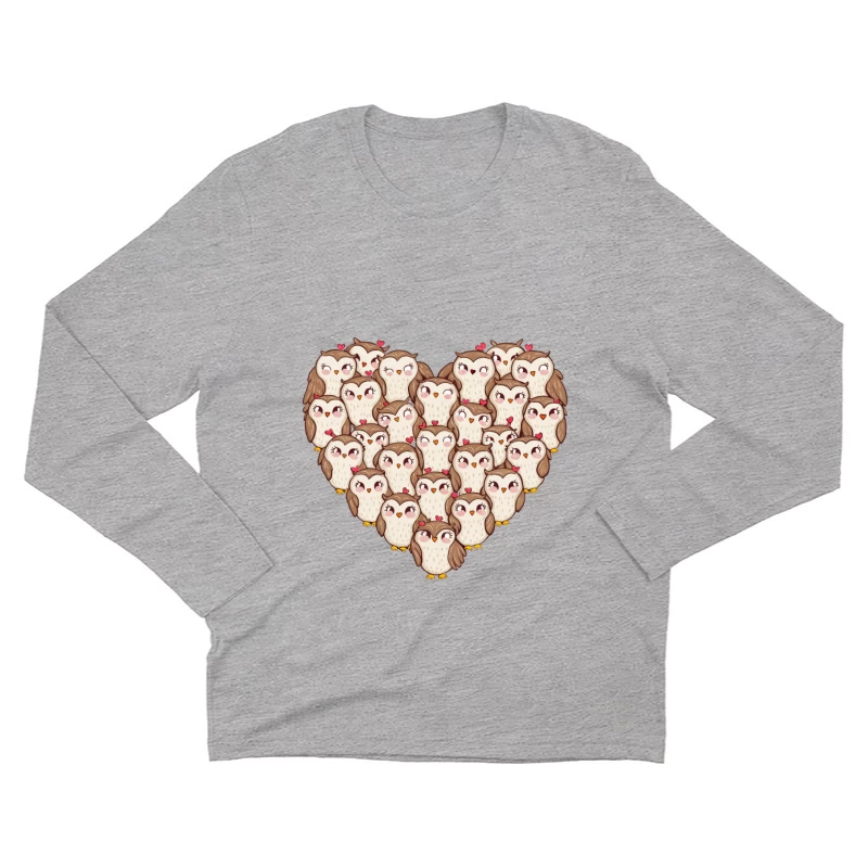 Cute Cartoon Owls in a Heart Shape Male Long Sleeve T-Shirt