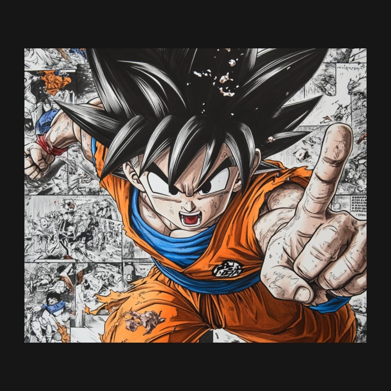 Dynamic Dragon Ball Goku Action Shot Against Manga Background Mouse Pad
