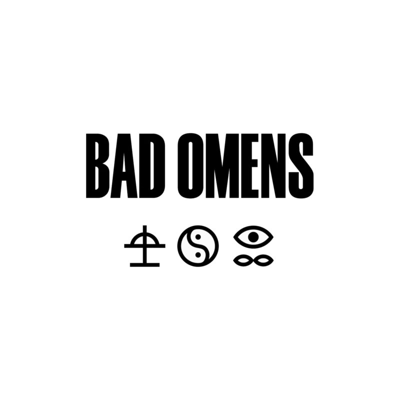 Bad Omens Band Logo with Mystical Symbols in Black and White Travel Mug