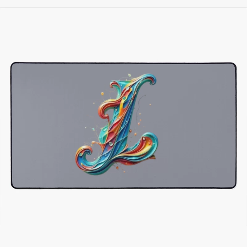 Ornate Quilling Typography: Colorful Letter L Design Desk Mat