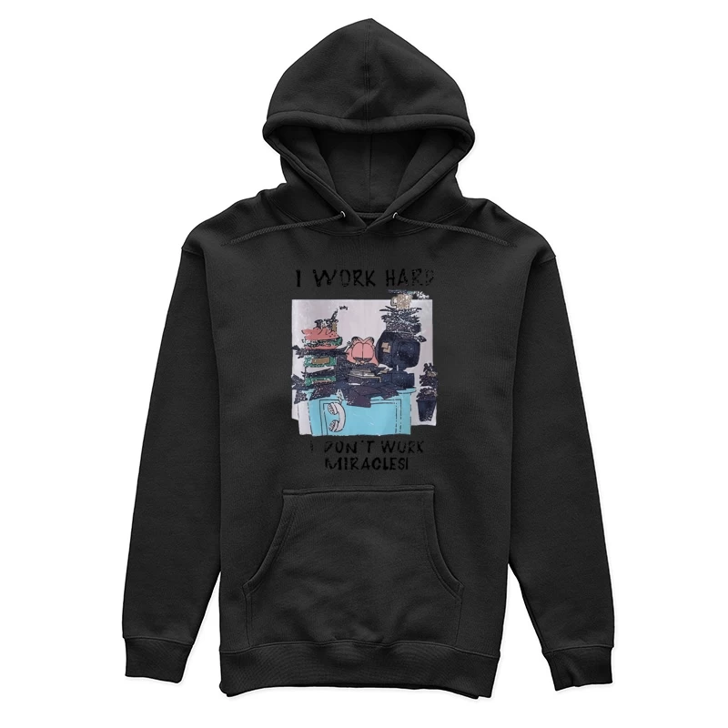 Chaotischer Schreibtisch mit fauler Katze Damen Pullover Hoodie