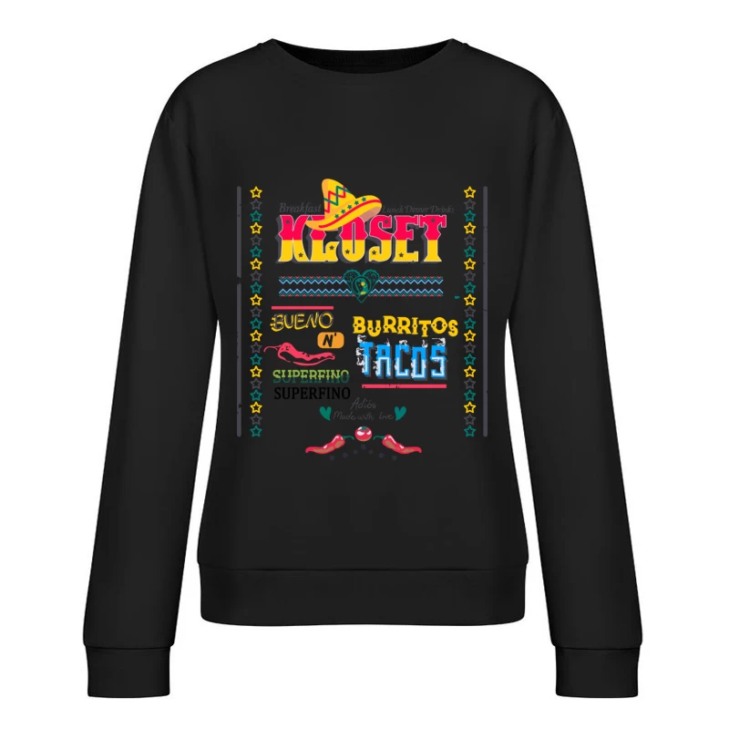 Mexikanisches Design mit Sombrero und Chilis Damen Pullover Sweatshirt
