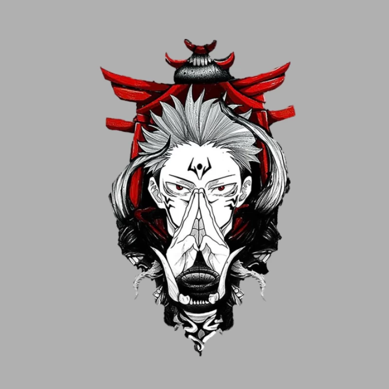 Dämonisches Samurai-Porträt Herren Tanktops