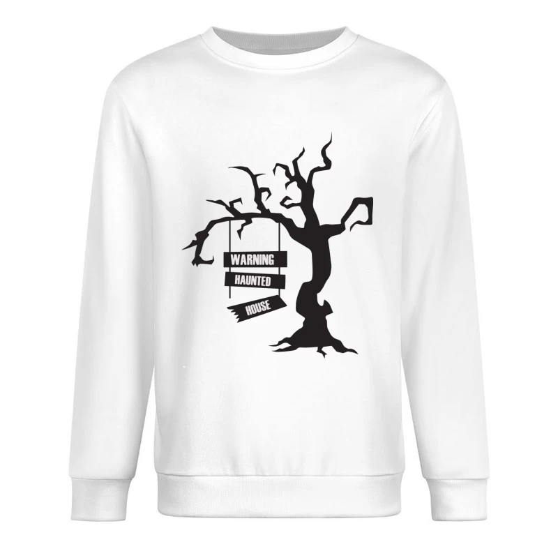 Arbre Sinistre avec Avertissement de Maison Hantée Homme Sweat-shirt à enfiler