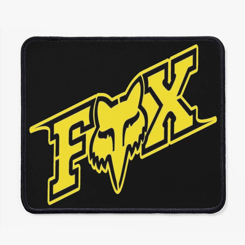 Fox Racing Yellow and Black Sports Brand Logo Mouse Pad