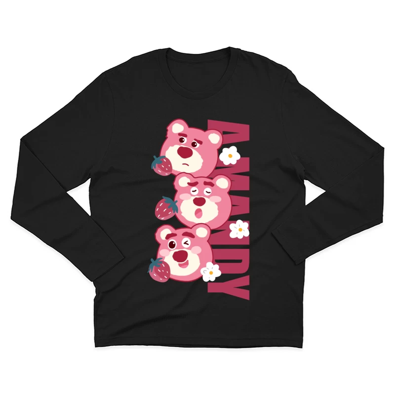 Niedliche Bären mit Erdbeeren Herren Langarm T-Shirt