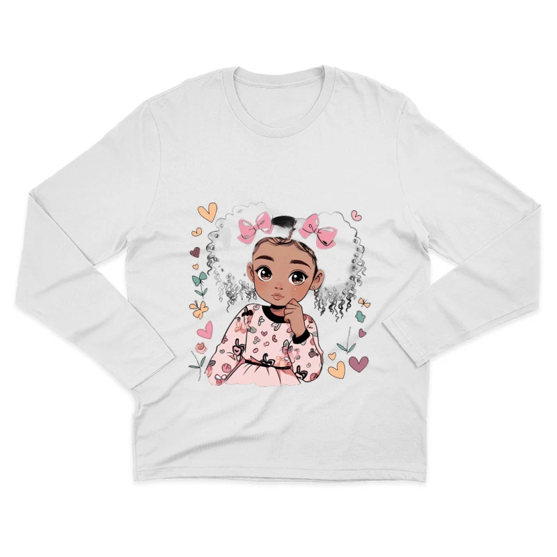 Niedliches Mädchen mit Schleifen im Haar Herren Langarm T-Shirt