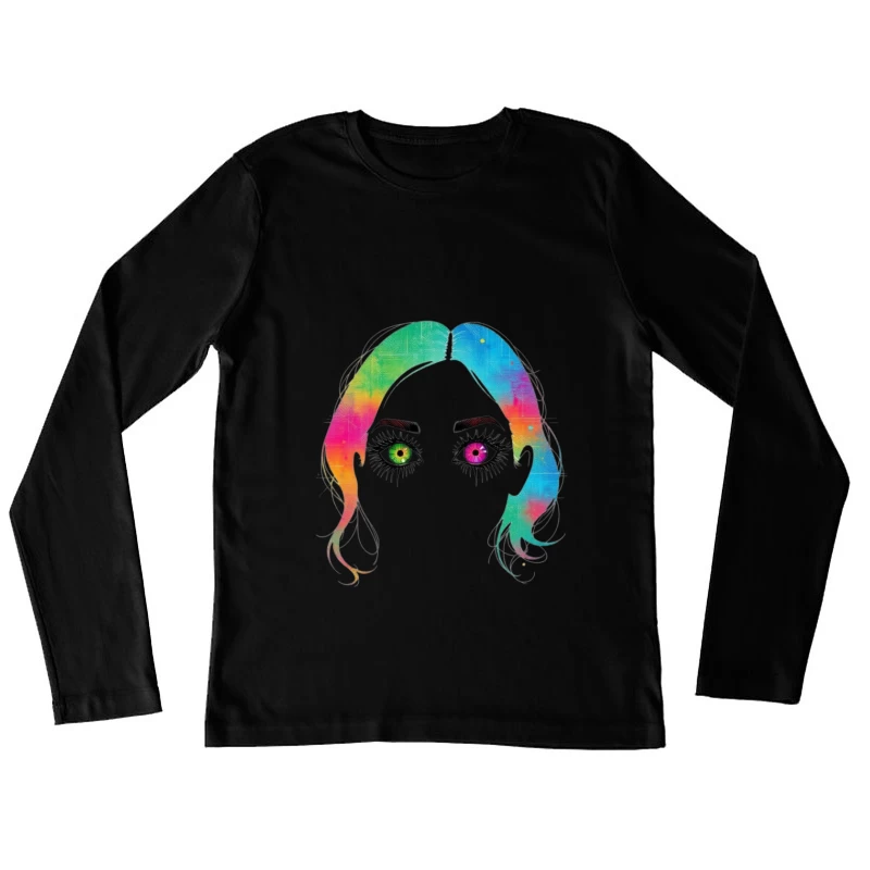 Artistic Rainbow Portrait with Heterochromatic Eyes Female Long Sleeve T-Shirt