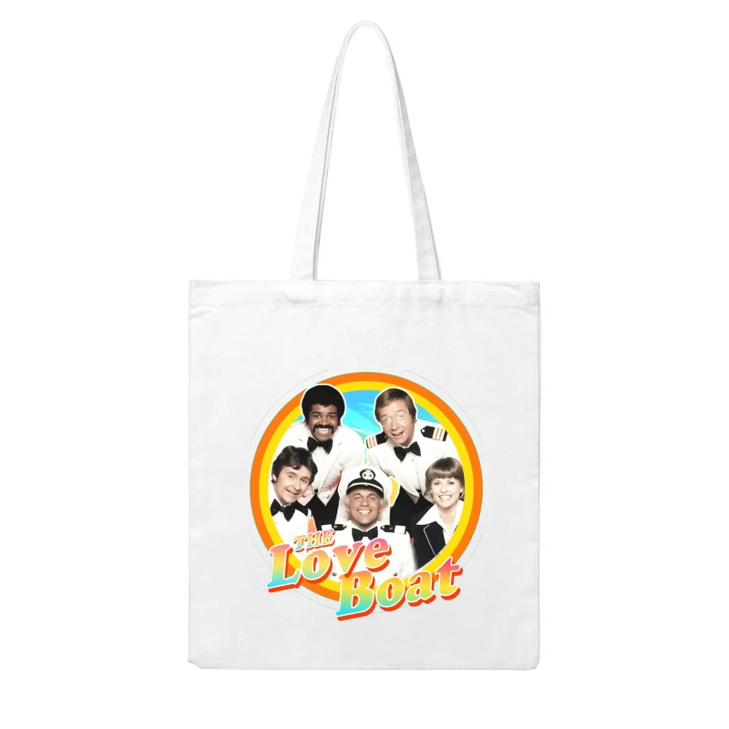 The Love Boat Classic TV Show Cast Promotional Image with Rainbow Circle Frame Cotton Tote Bag