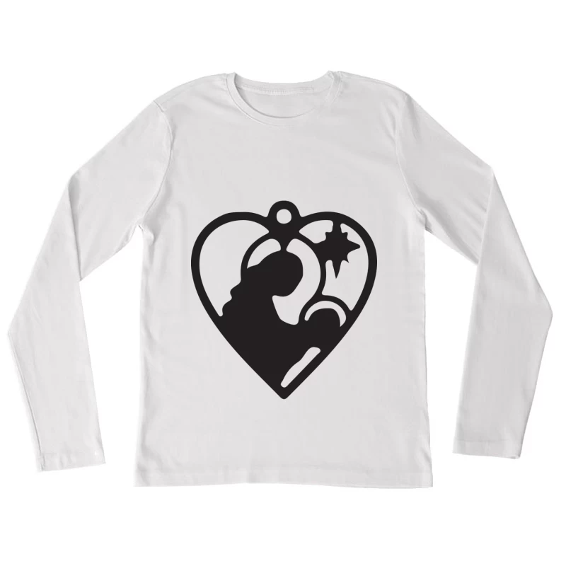 Icône de Noël avec étoile et silhouette Femme Manches Longues T-Shirt