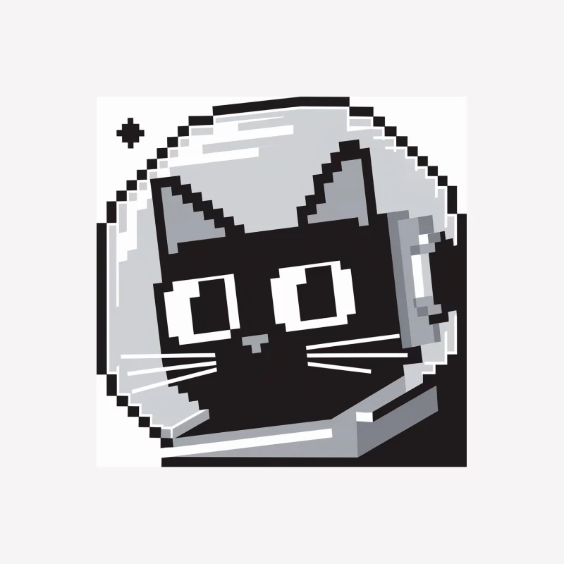 Pixelated Space Cat: Minimalist Digital Art Male T-Shirt