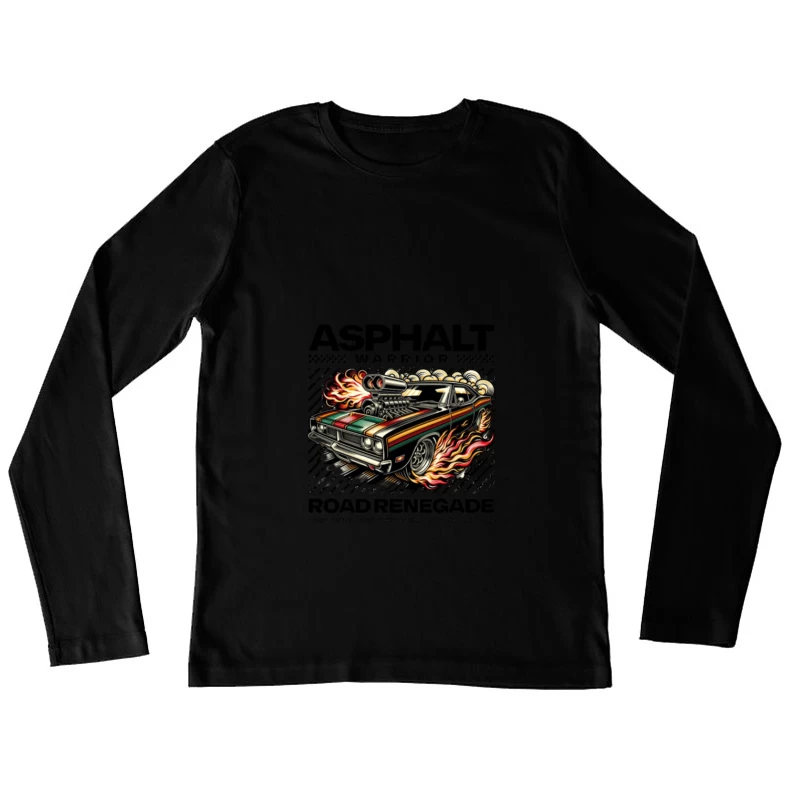Voiture Muscle en Flammes - Guerrier de l'Asphalte Femme Manches Longues T-Shirt