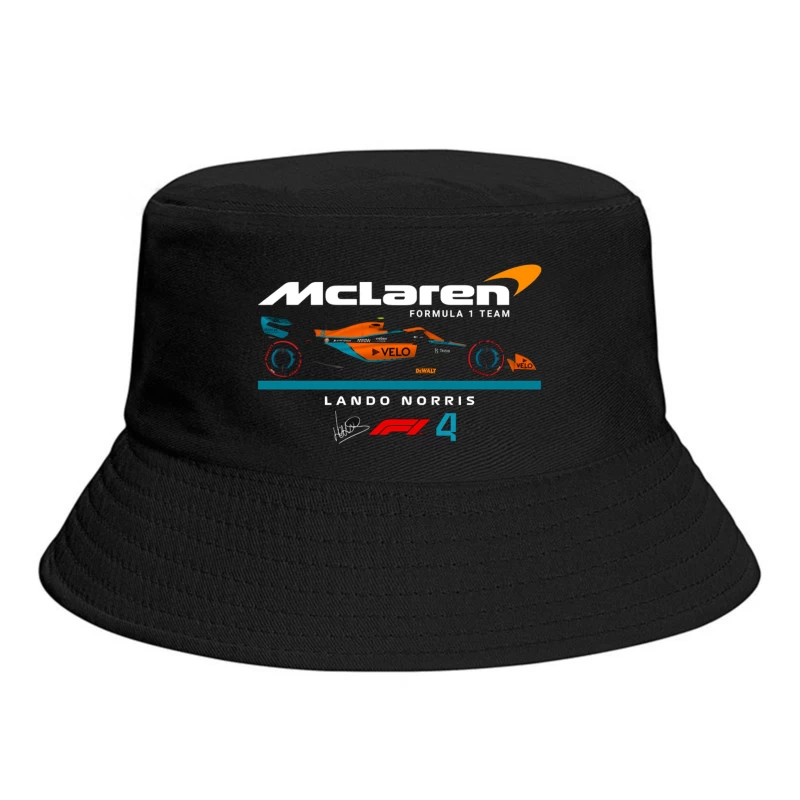 McLaren Formula 1 Racing Car #4 with Gulf-Inspired Livery Bucket Hat