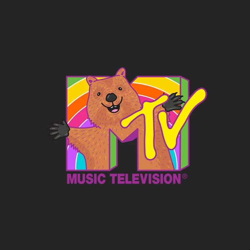 Kreatives MTV-Logo mit Bär und Regenbogen Herren Pullover Sweatshirt