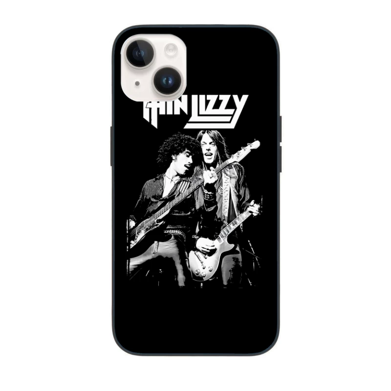 Thin Lizzy Rock Band Performance Sketch in Black and White iPhone Case