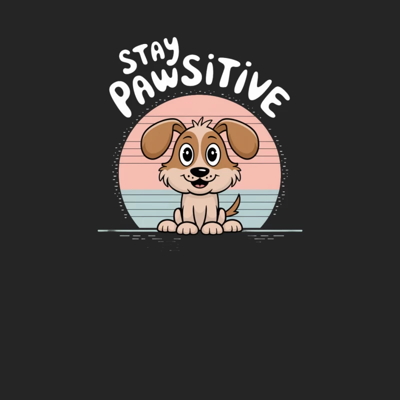 Adorable Cartoon Puppy in Retro Pastel Style Male Pullover Sweatshirt