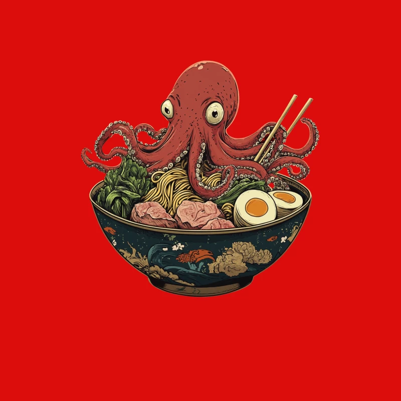 Surreal Octopus Ramen: A Whimsical Fusion of Seafood and Japanese Cuisine Male Tank Top