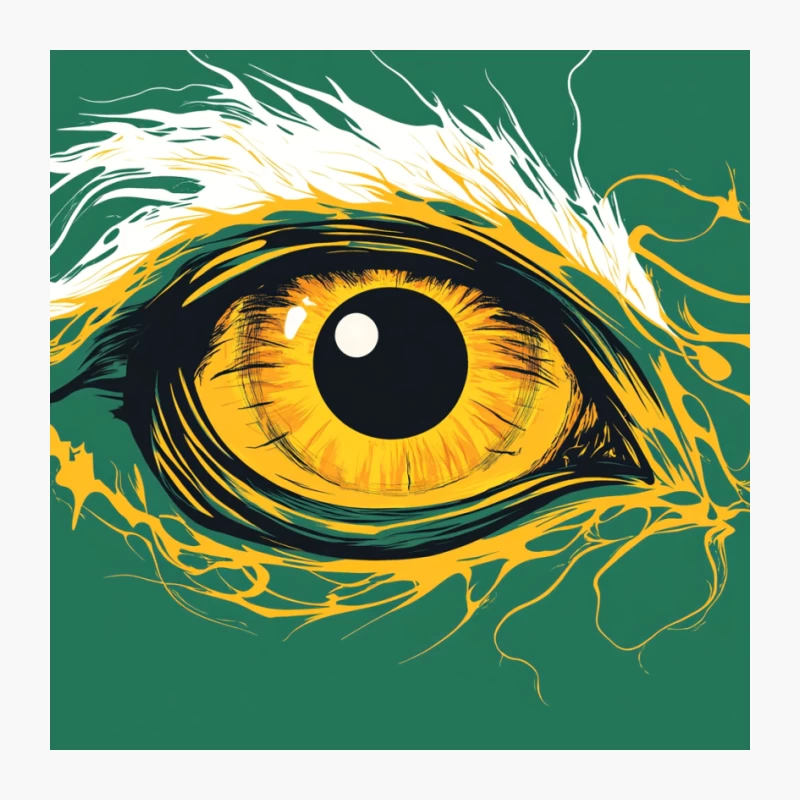 Vibrant Abstract Surreal Eye in Yellow and Green Pin