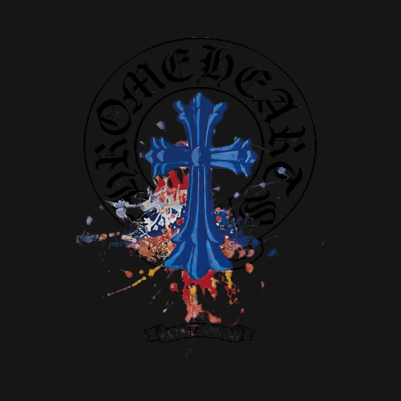 Blaues Kreuz auf gesprenkeltem Hintergrund Damen Langarm T-Shirt