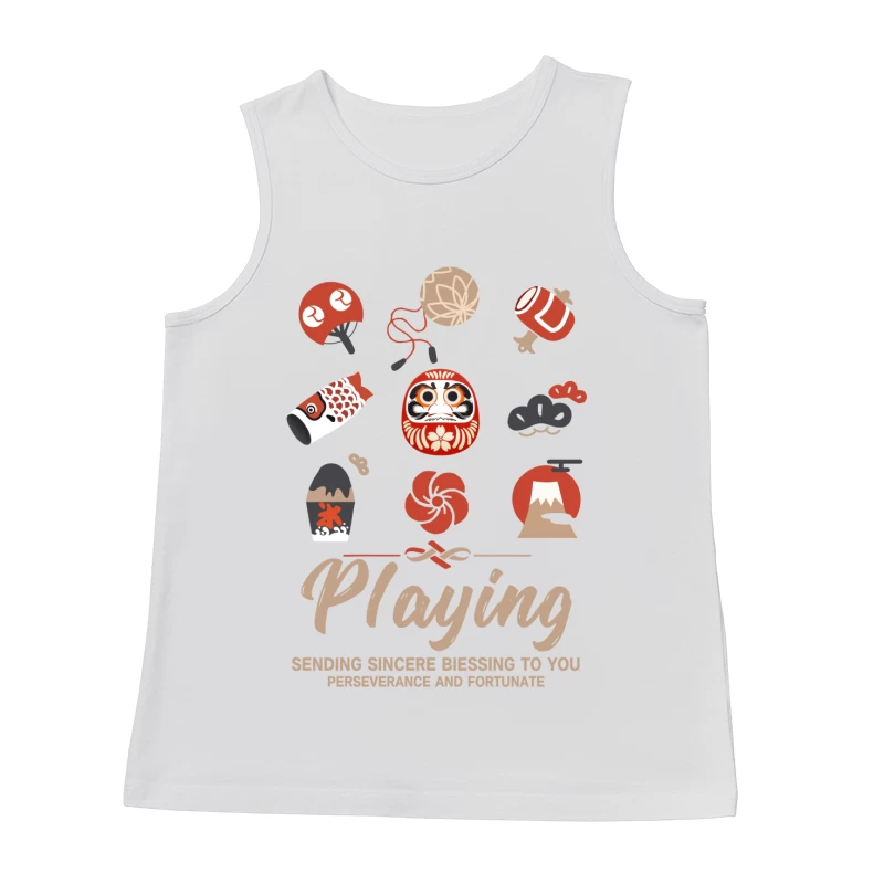 Japanische Glückssymbole und Wünsche Herren Tanktops