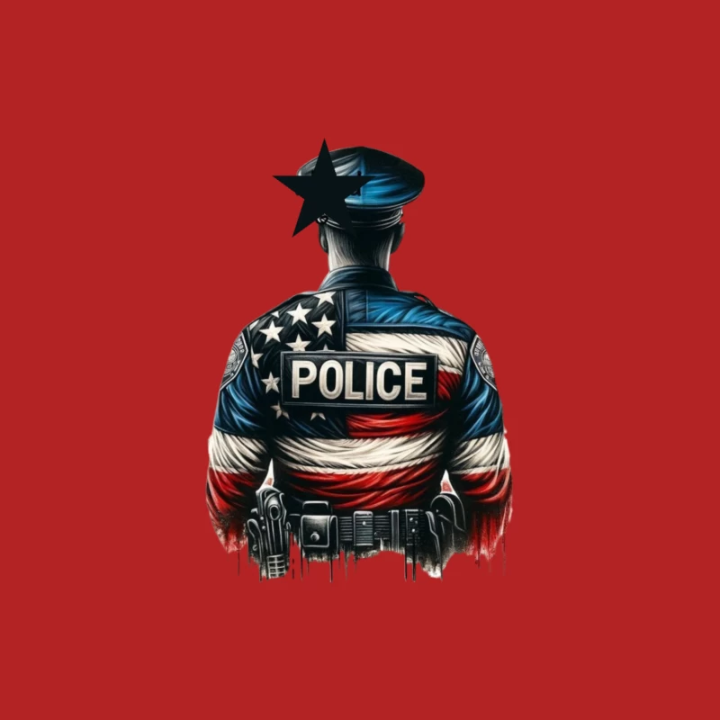 Patriotic Police Art Illustration Male T-Shirt