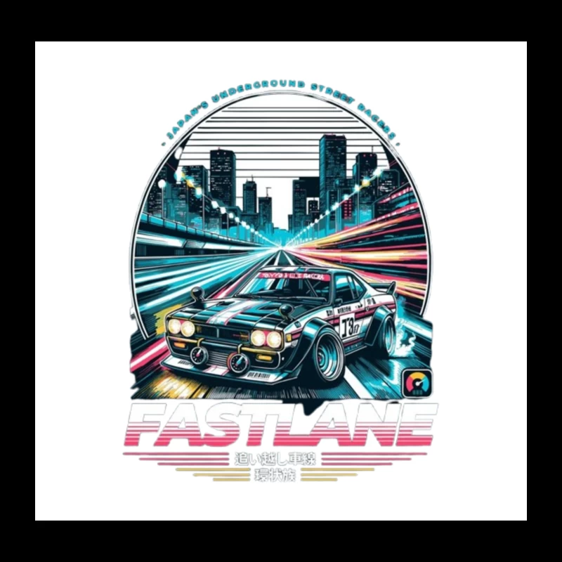 Retro Sports Car Racing Through Neon Cityscape - Synthwave Style Throw Pillow