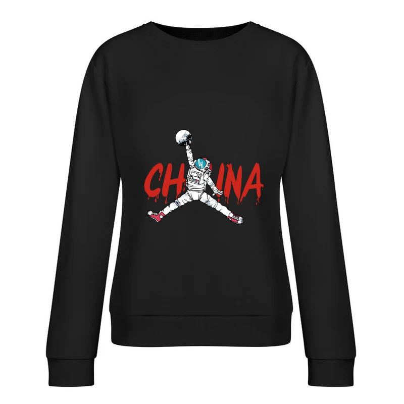 Astronaut springt zum Mond Damen Pullover Sweatshirt