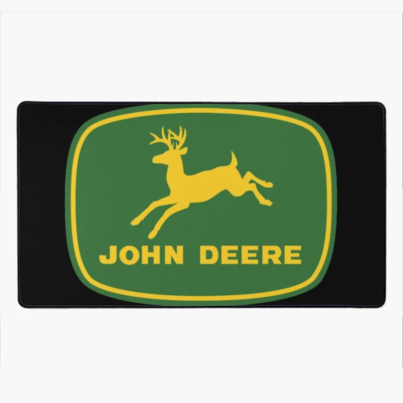 John Deere Classic Green and Yellow Logo with Leaping Deer Desk Mat