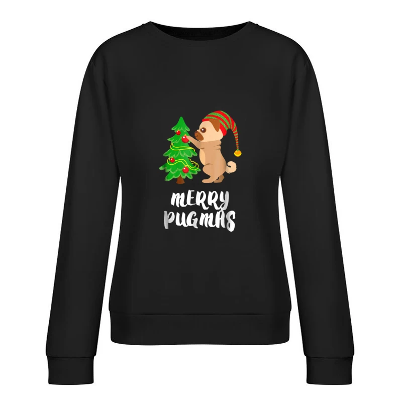 Joyeux Noël avec Carlin et Arbre de Noël Femme Sweat-shirt à enfiler