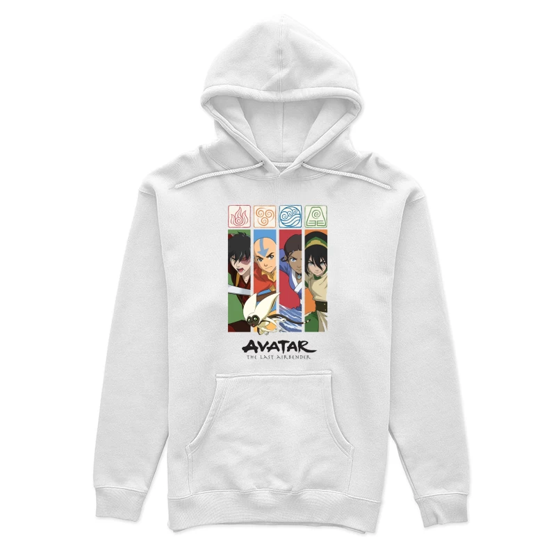 Avatar: The Last Airbender Character Panel with Elemental Symbols Female Pullover Hoodie