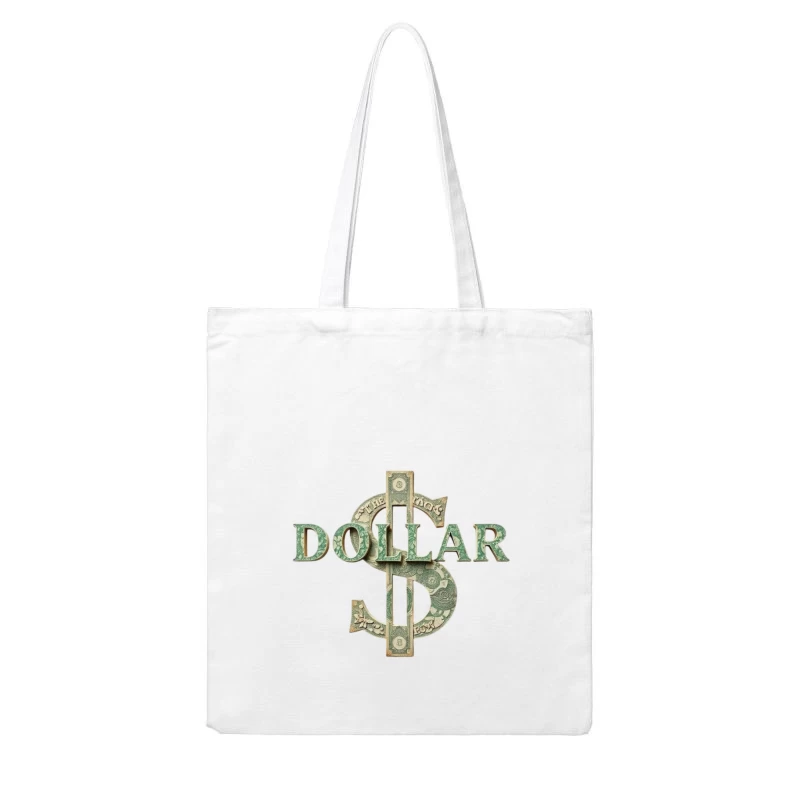 Creative Dollar Sign Typography Made from US Currency Cotton Tote Bag