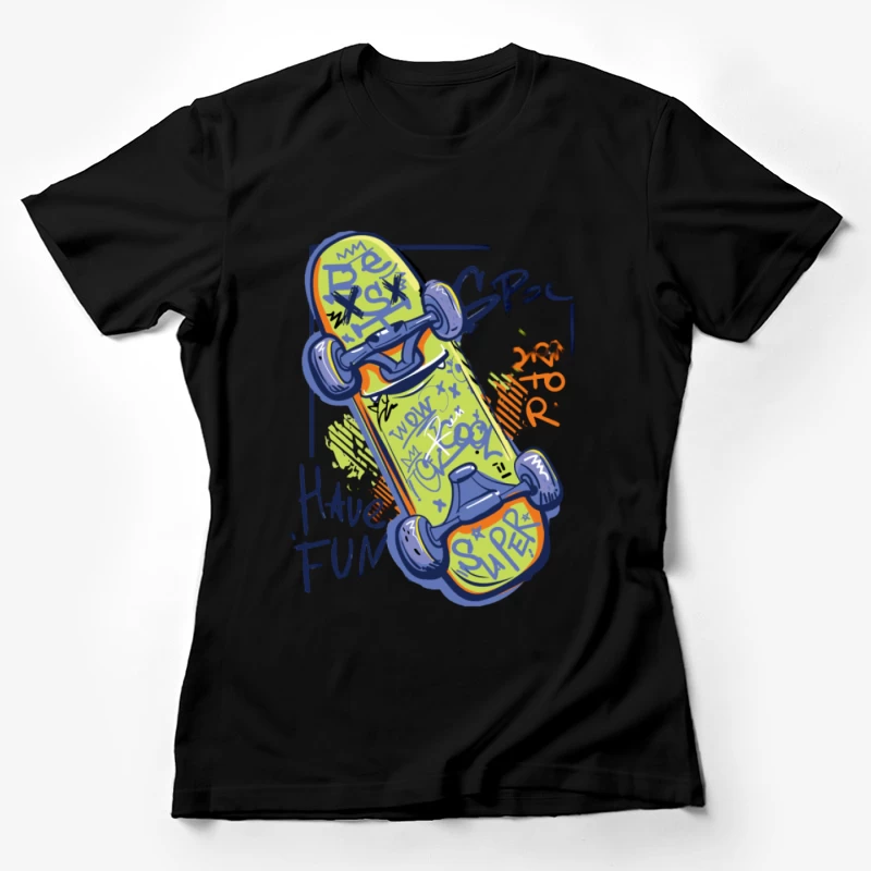 Funky Skateboard Design Damen T-Shirt