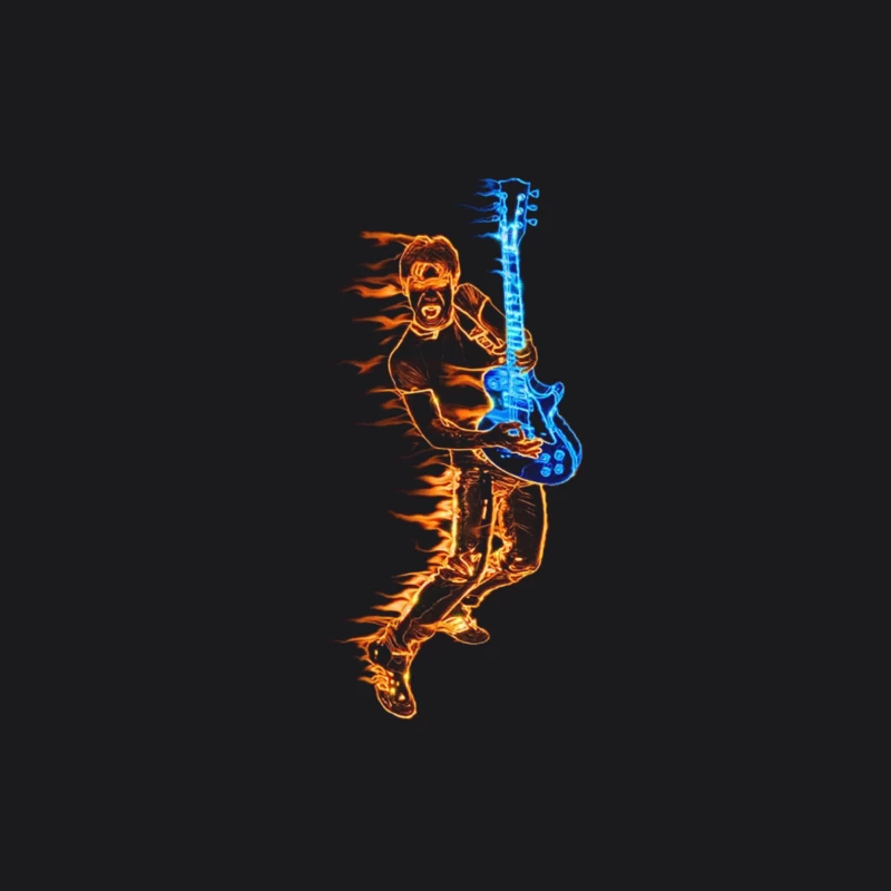 Energetic Guitarist Playing with Flames iPhone Case