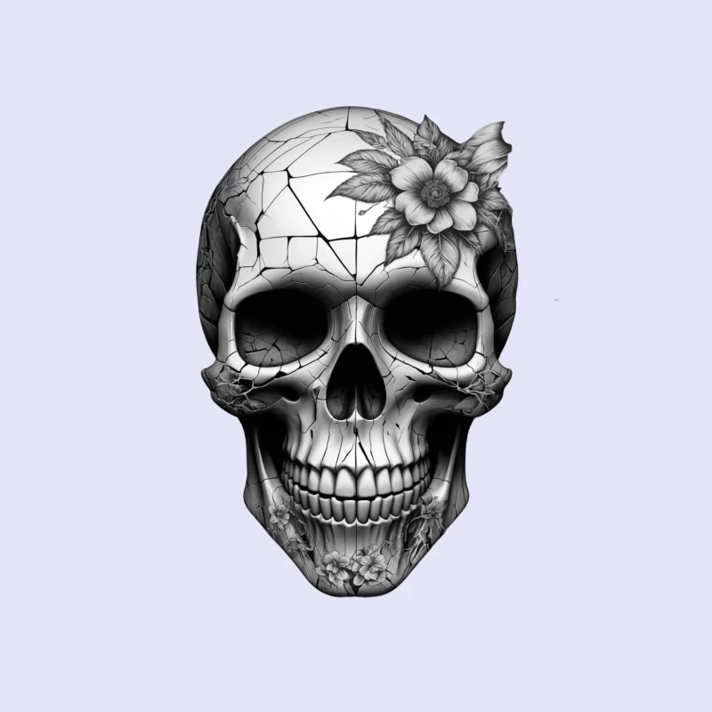 Intricate Floral Skull Design Mouse Pad